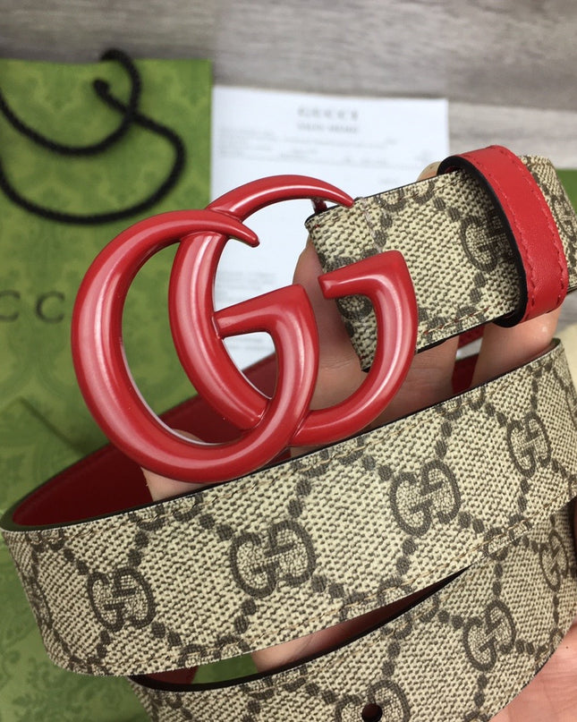 Gucci Marmont Thin Belt 414516 – Red Leather & Buckle