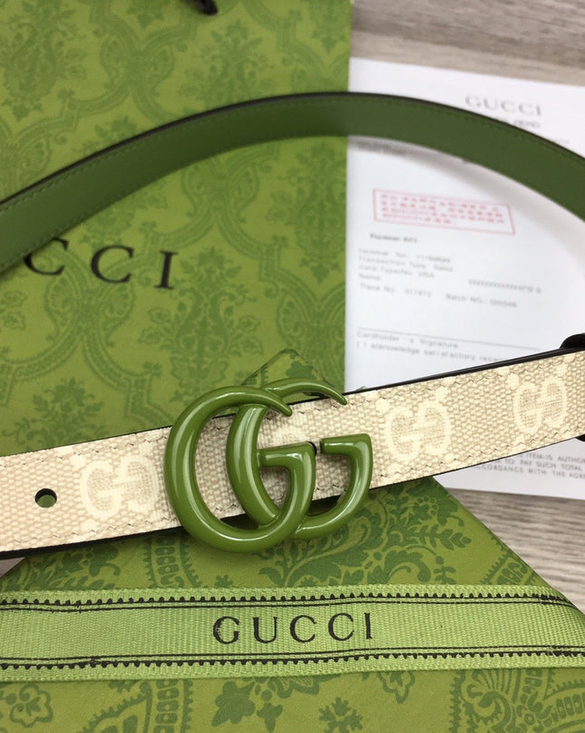 Gucci Marmont Thin Belt – Green Leather
