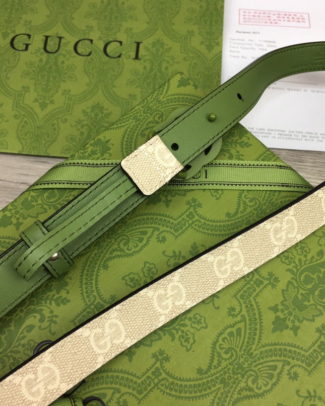 Gucci Marmont Thin Belt – Green Leather