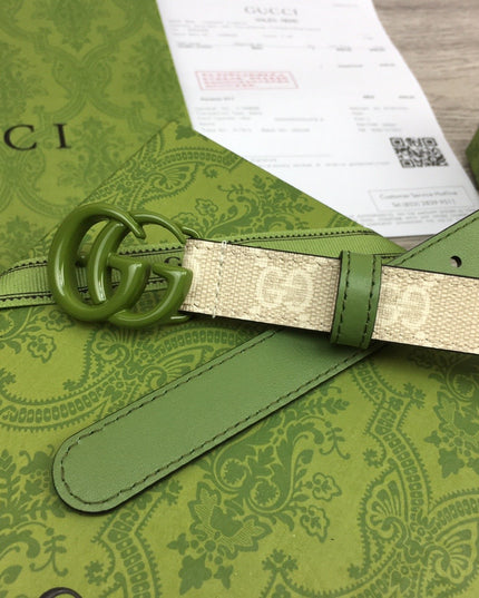 Gucci Marmont Thin Belt – Green Leather