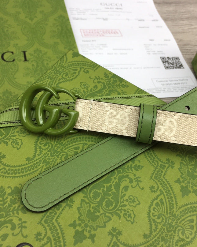 Gucci Marmont Thin Belt – Green Leather