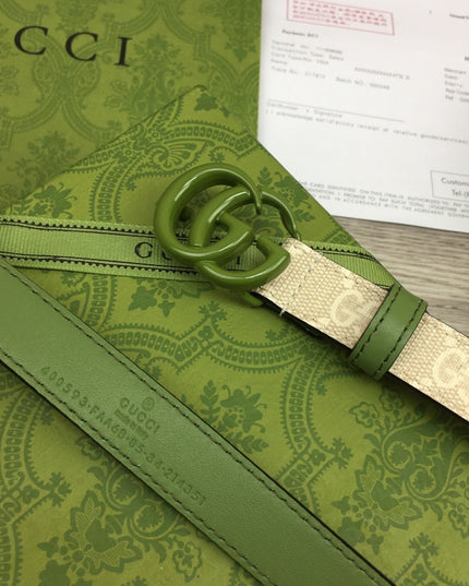 Gucci Marmont Thin Belt – Green Leather