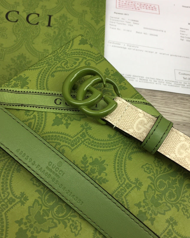 Gucci Marmont Thin Belt – Green Leather