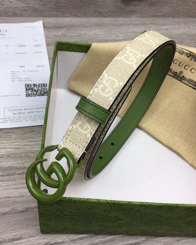Gucci Marmont Thin Belt – Green Leather