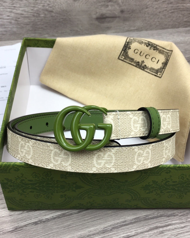 Gucci Marmont Thin Belt – Green Leather
