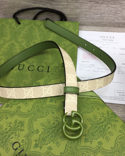 Gucci Marmont Thin Belt – Green Leather