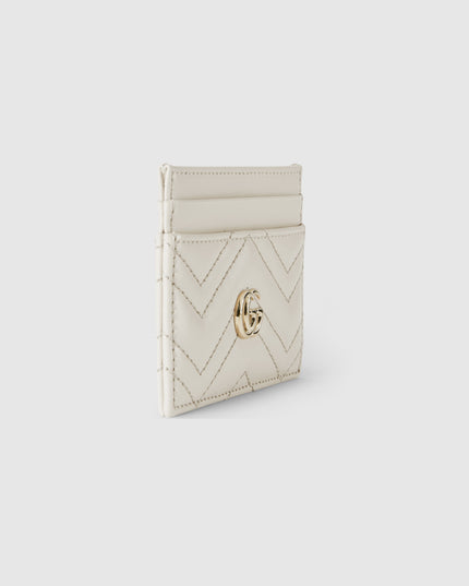 Gucci Marmont White Chevron Leather Card Case