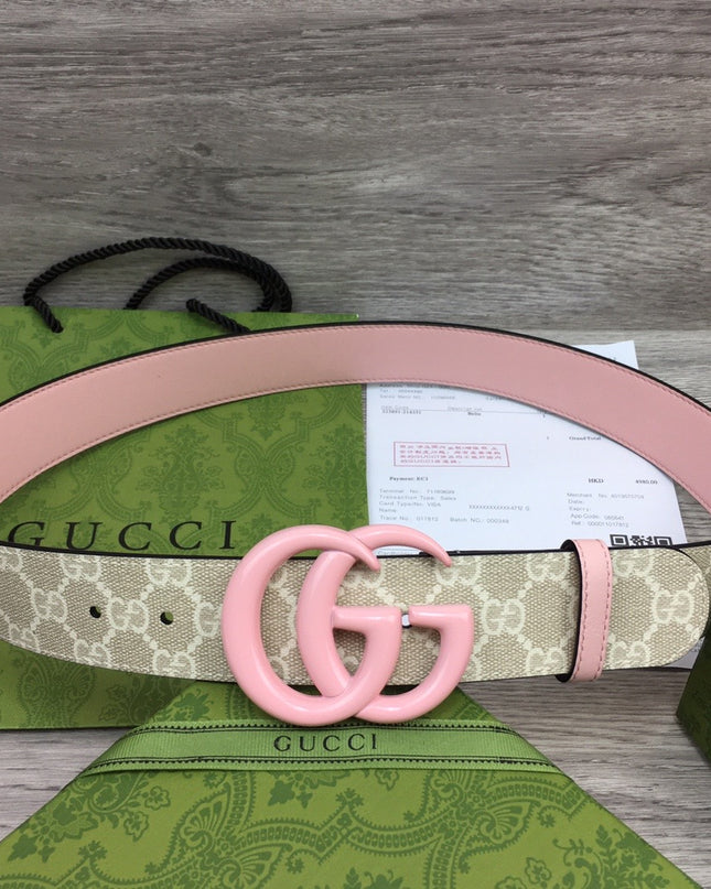 Gucci Marmont Wide Belt – Pink Leather