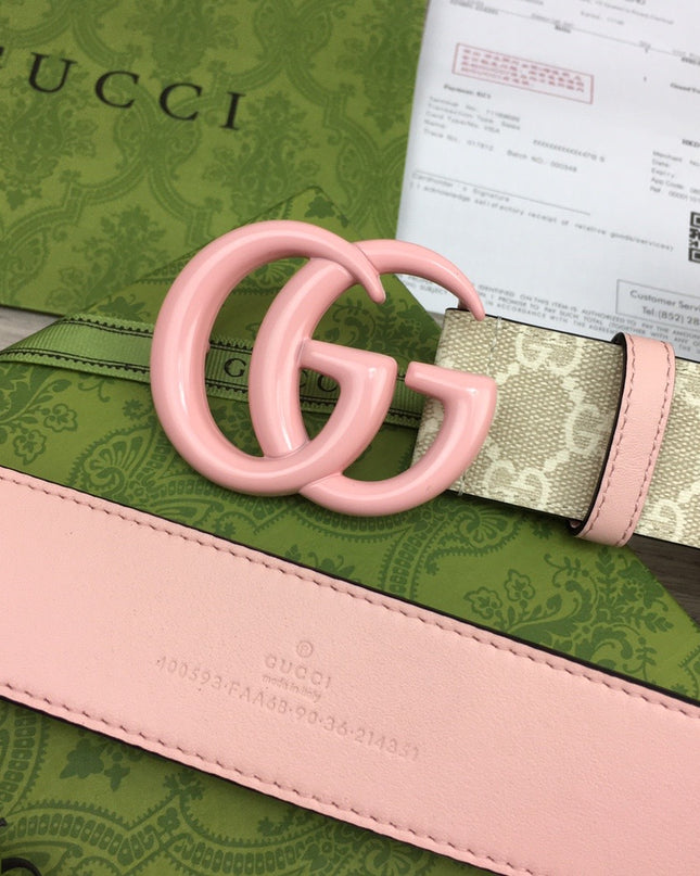 Gucci Marmont Wide Belt – Pink Leather