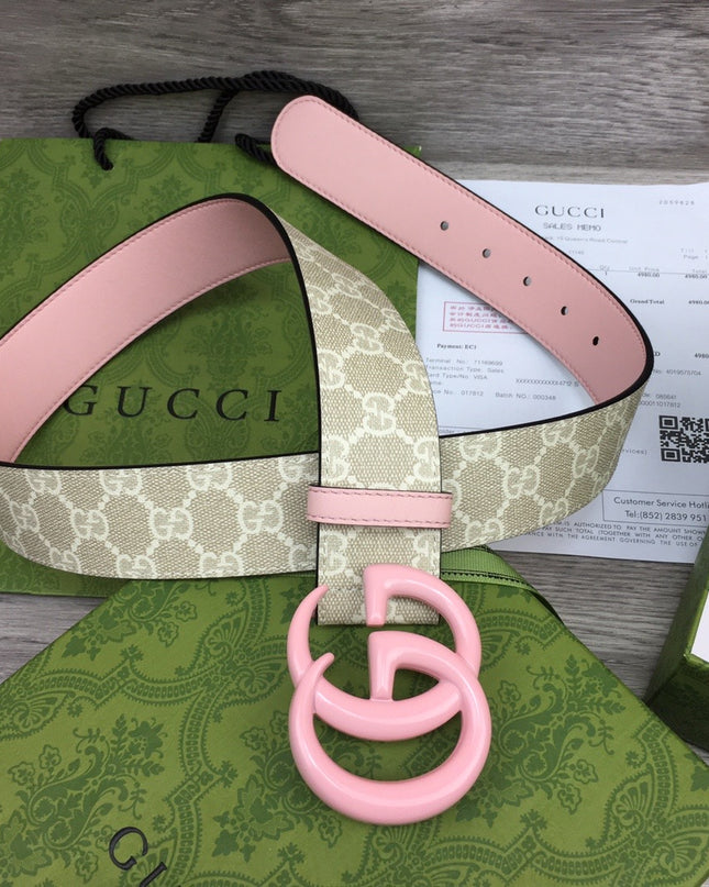 Gucci Marmont Wide Belt – Pink Leather