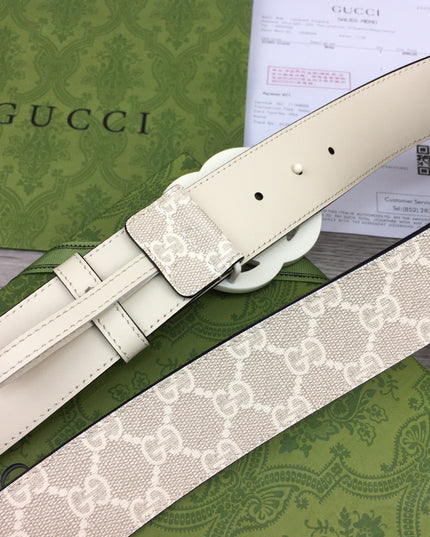 Gucci Marmont Wide Belt – Supreme Canvas & White Leather