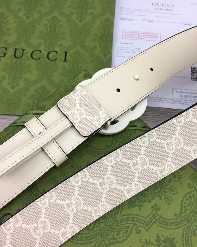 Gucci Marmont Wide Belt – Supreme Canvas & White Leather