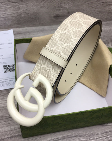 Gucci Marmont Wide Belt – Supreme Canvas & White Leather