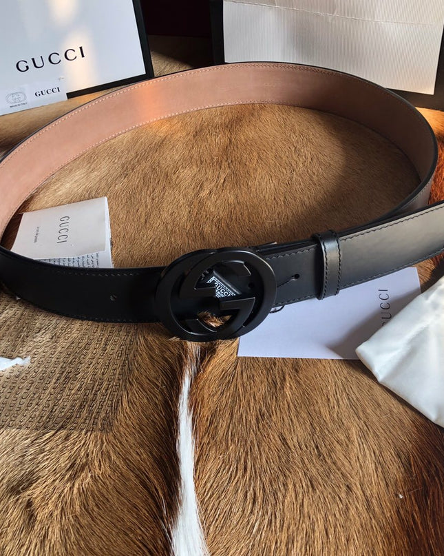 Gucci Men's Leather Belt with Interlocking G 368186