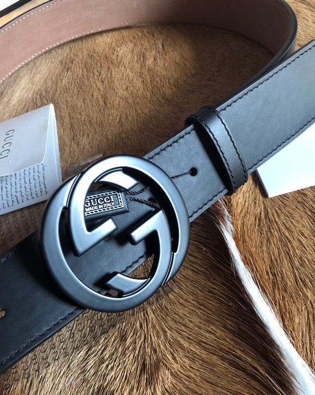 Gucci Men's Leather Belt with Interlocking G 368186