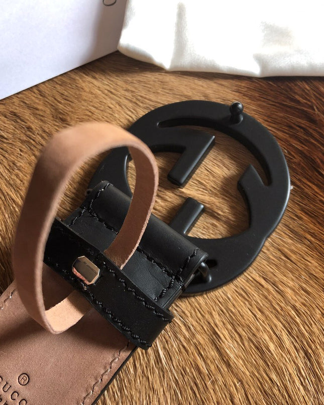 Gucci Men's Leather Belt with Interlocking G 368186