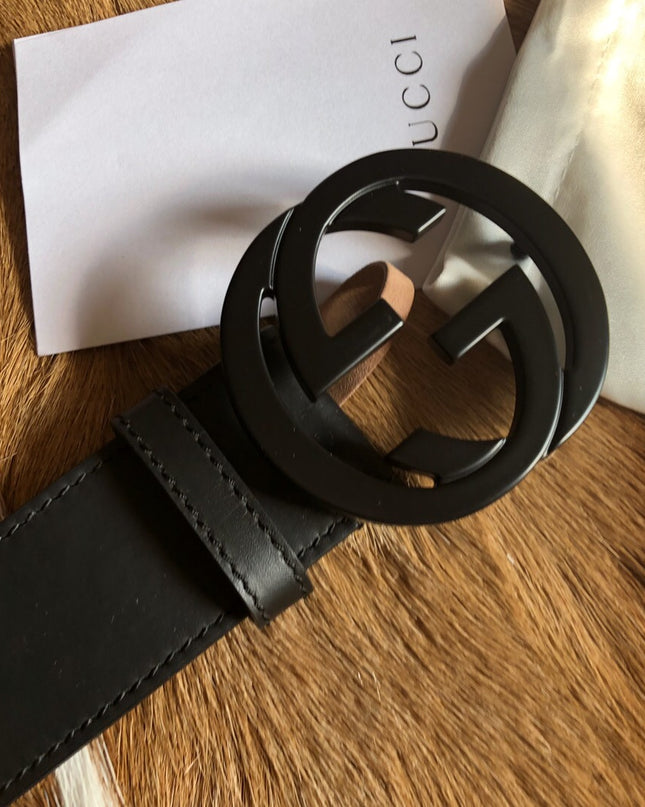 Gucci Men's Leather Belt with Interlocking G 368186