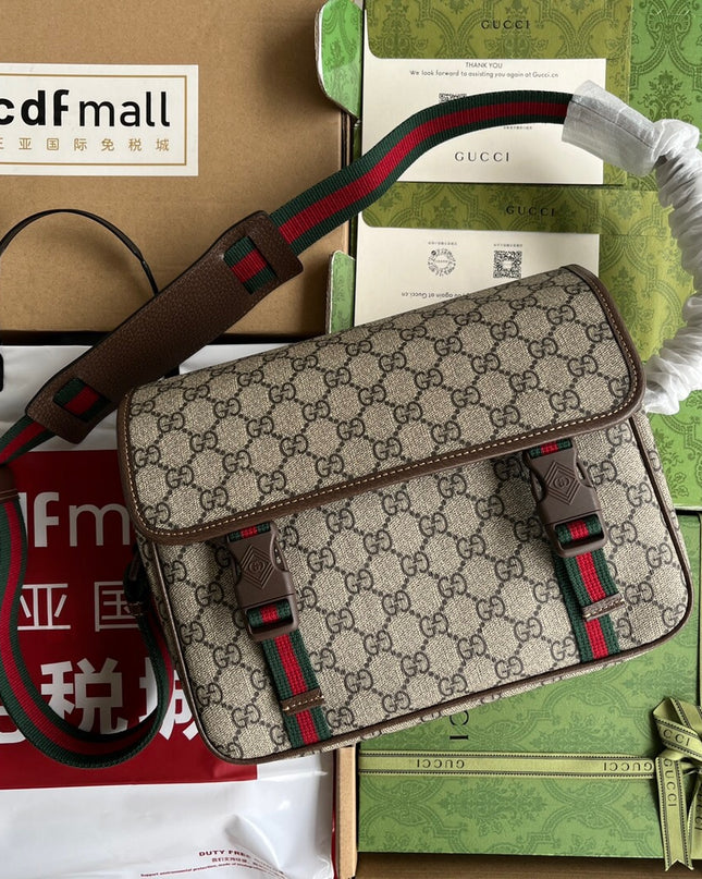 Gucci GG Supreme Messenger Bag – Web Strap Beige/ebony
