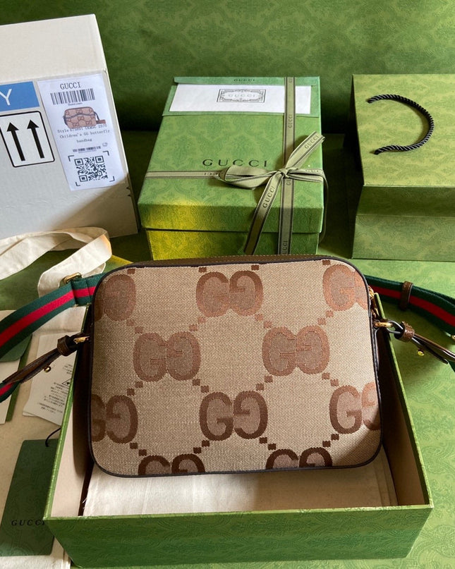 Gucci Jumbo GG Canvas Messenger Bag – Beige/Brown