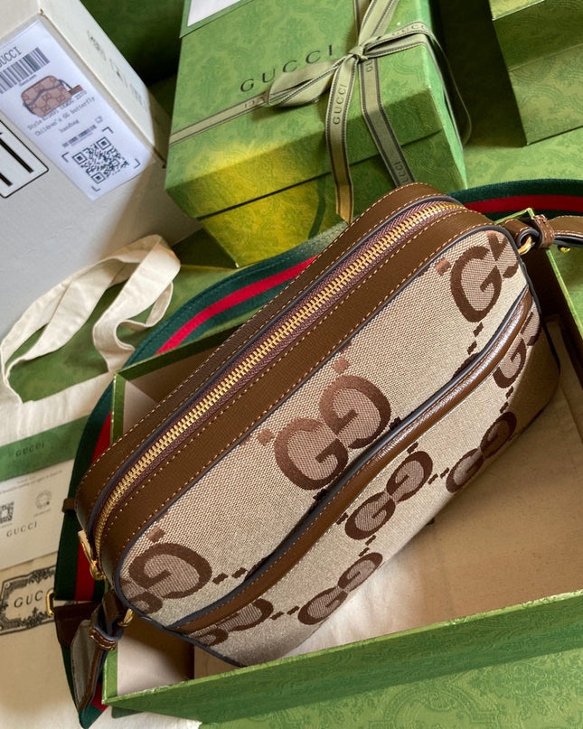 Gucci Jumbo GG Canvas Messenger Bag – Beige/Brown