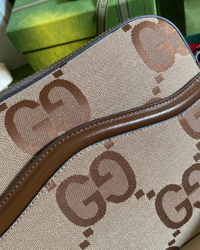 Gucci Jumbo GG Canvas Messenger Bag – Beige/Brown