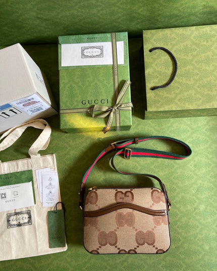 Gucci Jumbo GG Canvas Messenger Bag – Beige/Brown