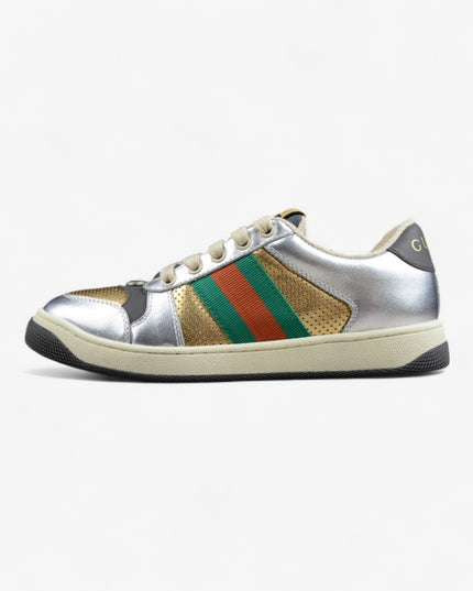 Gucci Metallic Silver & Gold Web Stripe Sneaker