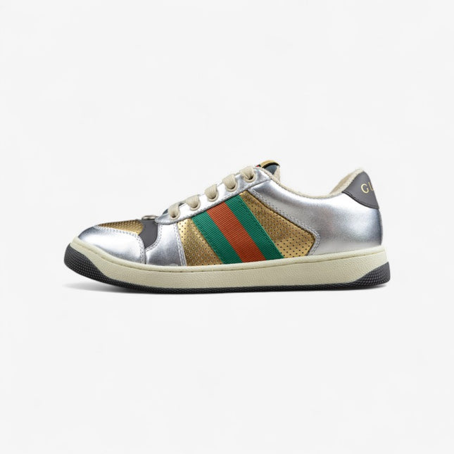 Gucci Metallic Silver & Gold Web Stripe Sneaker