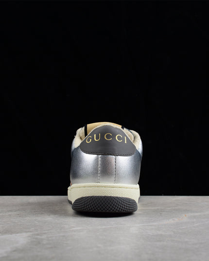 Gucci Metallic Silver & Gold Web Stripe Sneaker