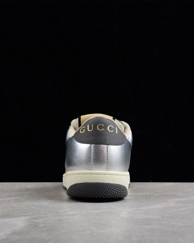 Gucci Metallic Silver & Gold Web Stripe Sneaker