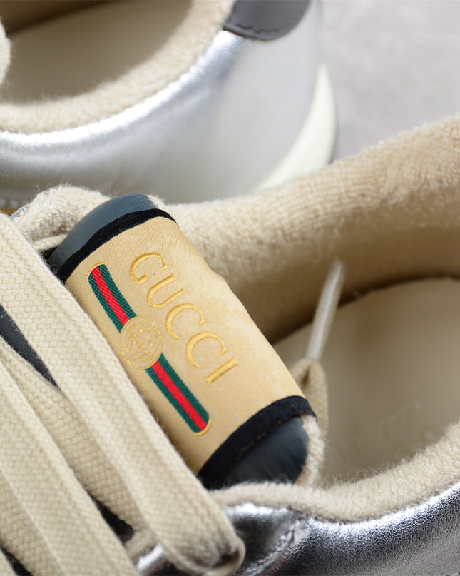 Gucci Metallic Silver & Gold Web Stripe Sneaker