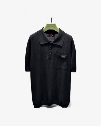 Gucci Minimalist Knit Sweater Polo Shirt – Black