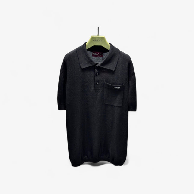 Gucci Minimalist Knit Sweater Polo Shirt – Black