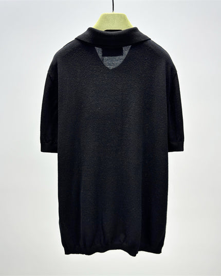 Gucci Minimalist Knit Sweater Polo Shirt – Black