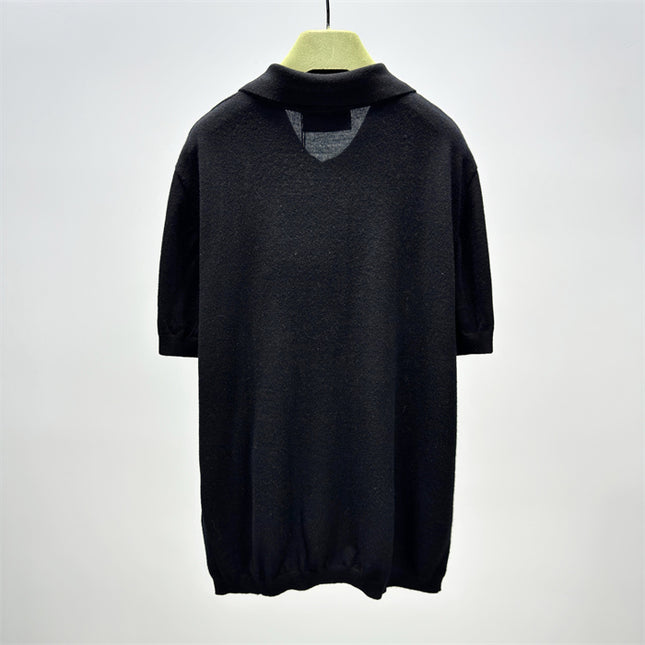 Gucci Minimalist Knit Sweater Polo Shirt – Black