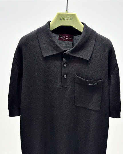 Gucci Minimalist Knit Sweater Polo Shirt – Black