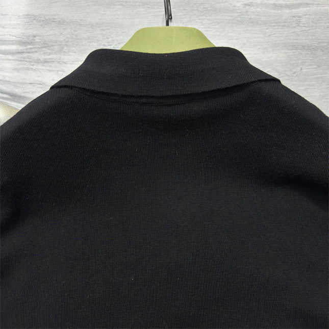 Gucci Minimalist Knit Sweater Polo Shirt – Black