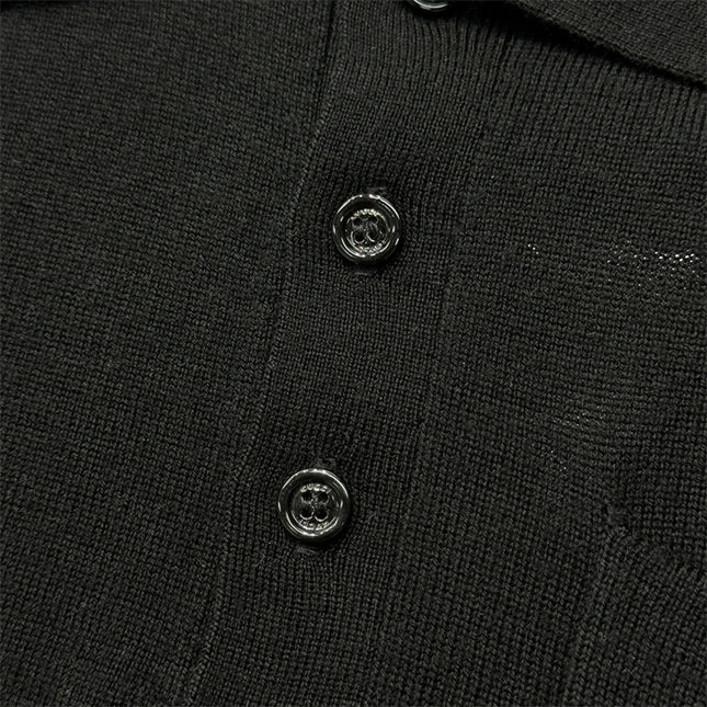 Gucci Minimalist Knit Sweater Polo Shirt – Black