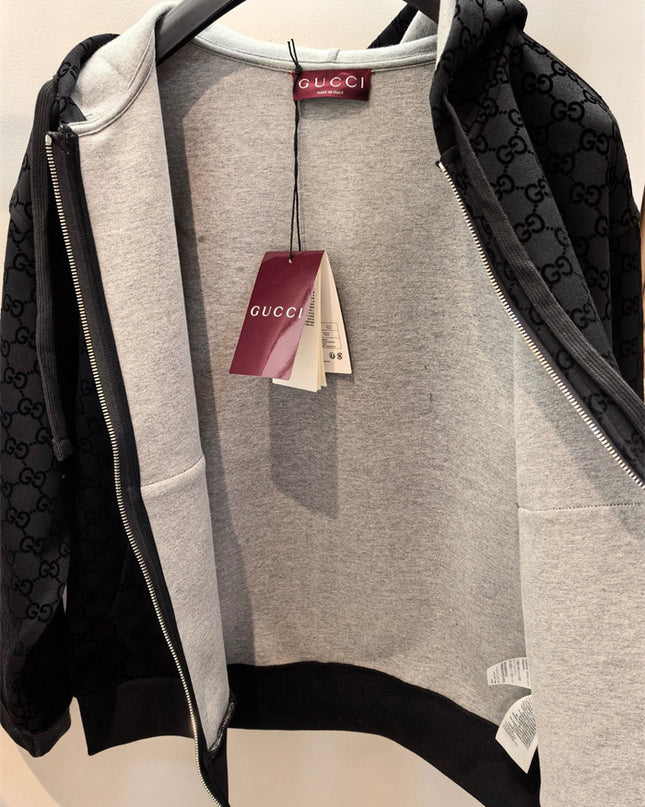 Gucci Monogram Full-Zip Hoodie Jacet – Black