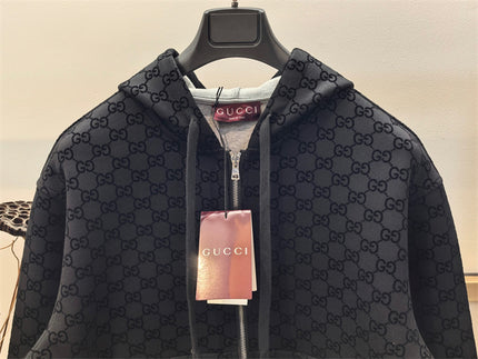 Gucci Monogram Full-Zip Hoodie Jacet – Black