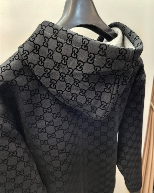 Gucci Monogram Full-Zip Hoodie Jacet – Black