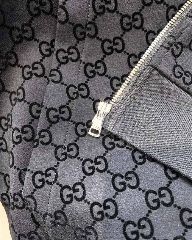 Gucci Monogram Full-Zip Hoodie Jacet – Black