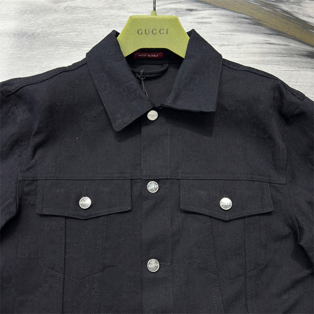 Gucci Monogram Jacquard Denim Jacket – Black