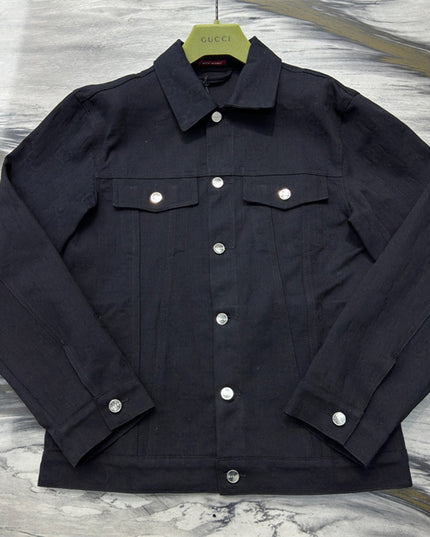 Gucci Monogram Jacquard Denim Jacket – Black
