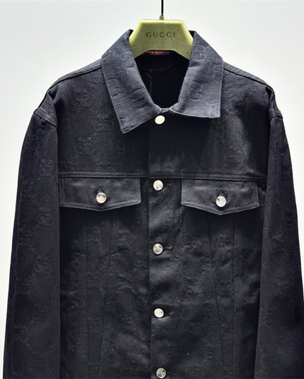 Gucci Monogram Jacquard Denim Jacket – Black