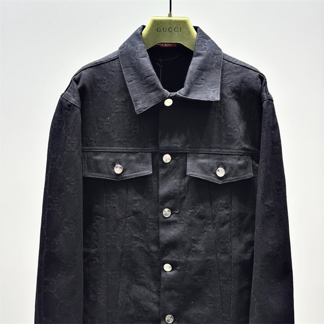 Gucci Monogram Jacquard Denim Jacket – Black