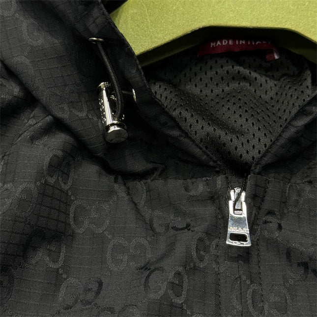 Gucci Monogram Nylon Hooded Jacket – Black