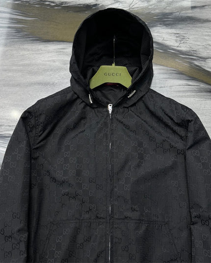 Gucci Monogram Nylon Hooded Jacket – Black