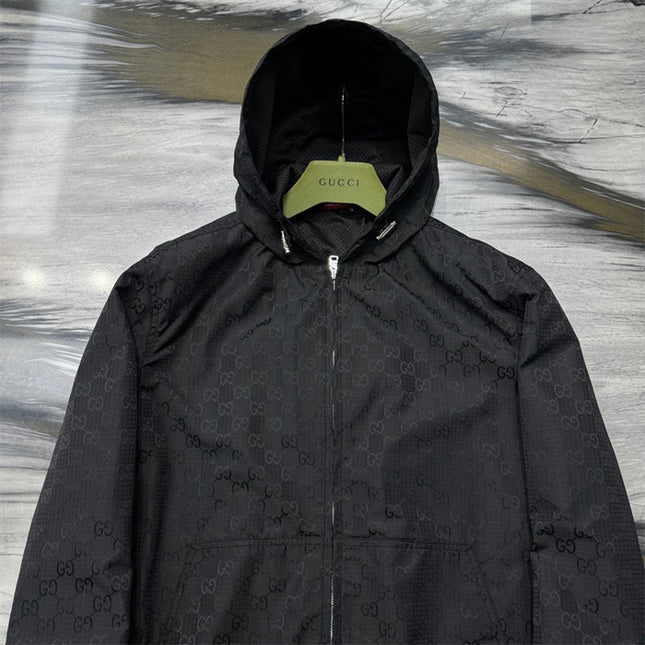 Gucci Monogram Nylon Hooded Jacket – Black
