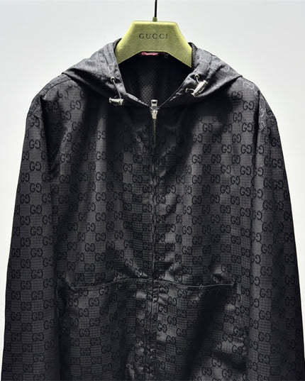 Gucci Monogram Nylon Hooded Jacket – Black